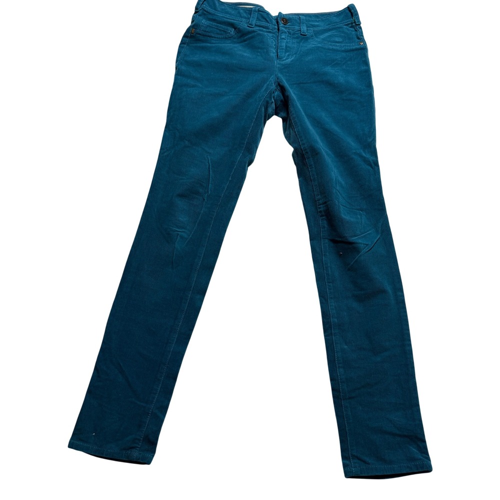 Pilcro and the Letterpress Corduroy Pants Womens 26P Teal Blue Serif Slim Leg